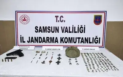 Samsun’da jandarma 136 adet sikke ele geçirdi
