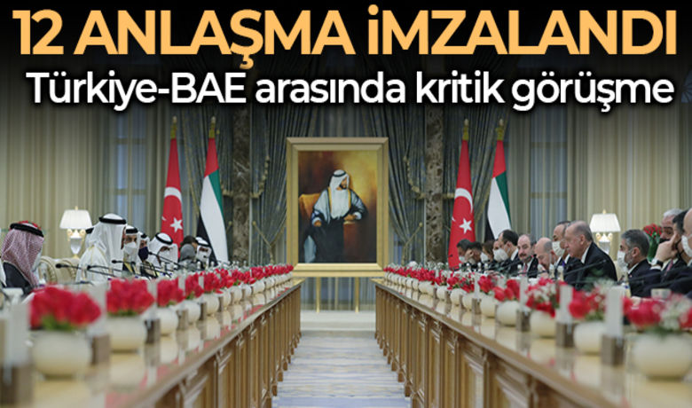 Türkiye-BAE arasında çeşitlialanlarda 12 anlaşma imzalandı - Cumhurbaşkanı Recep Tayyip Erdoğan’ın Birleşik Arap Emirlikleri (BAE) ziyareti kapsamında Türkiye-BAE arasında çeşitli alanlarda 12 anlaşma imzalandı.
