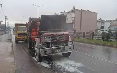 Bafra’da kamyon yangını