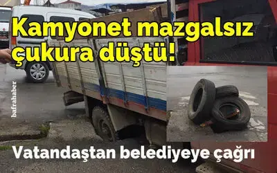 Kamyonet Mazgalsız Çukura Düştü!