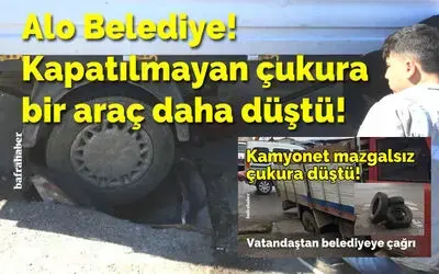 Kapatılmayan Çukura Bir Araç Daha Düştü!