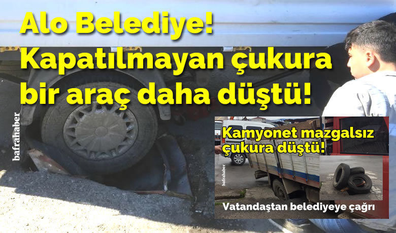 Kapatılmayan Çukura Bir Araç Daha Düştü!