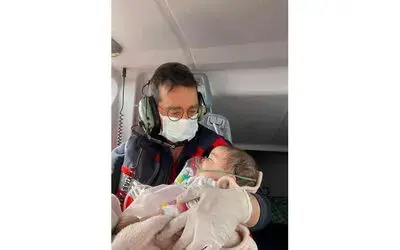 Solunum sıkıntısı çeken 6 aylık bebek ambulans helikopterle hastaneye sevk edildi
