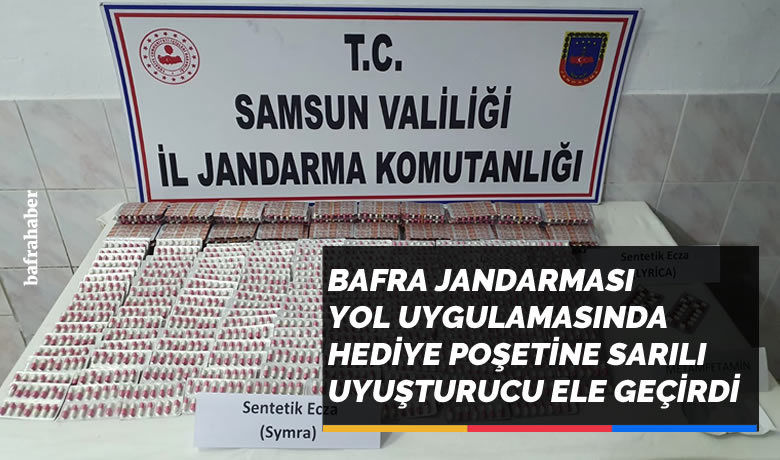 Yol uygulamasında hediye poşetinesarılı uyuşturucu ele geçirildi