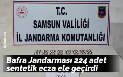 Jandarma ekipleri 224 adet sentetik ecza ele geçirdi