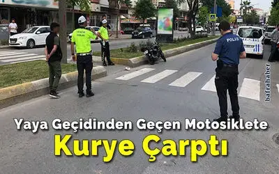 Yaya Geçidinden Geçen Motosiklete Kurye Çarptı