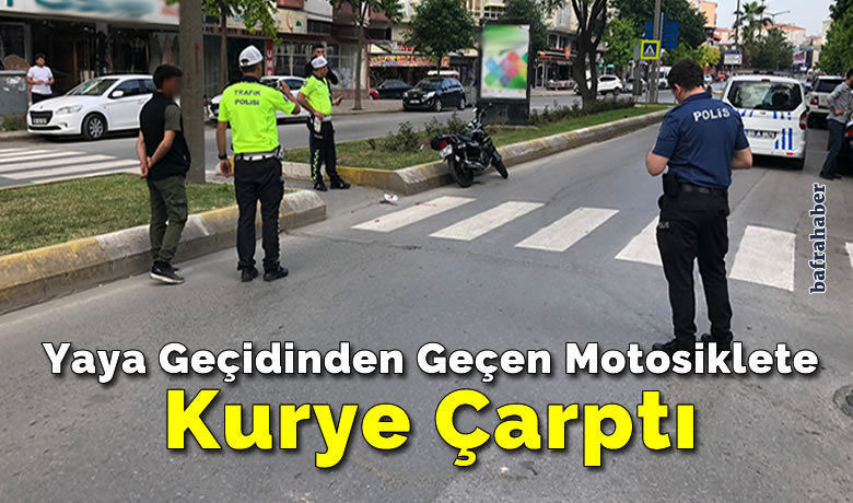 Yaya Geçidinden Geçen Motosiklete Kurye Çarptı