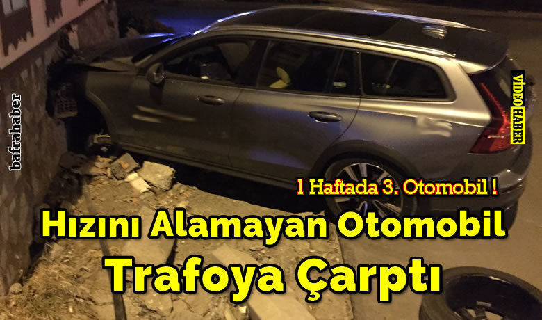 Hızını Alamayan Otomobil Trafoya Çarptı