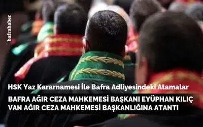 Hsk Yaz Kararnamesi İle Bafra Adliyesindeki Atamalar