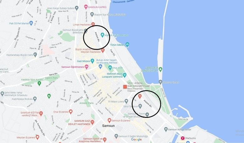 Google hatadan döndü:Atatürk Bulvarı yeniden haritalarda - Samsun’un en önemli bulvar adını yanlış yazan Google Haritalar, yapılan haber üzerine hatasından döndü. Haritalarında ’Atatürk Bulvarı’nın ismini ’Baki Esen Caddesi’ olarak değiştirerek şaşkınlık veren şirket, yolun ismini tekrar ’Atatürk Bulvarı’ olarak güncelledi.