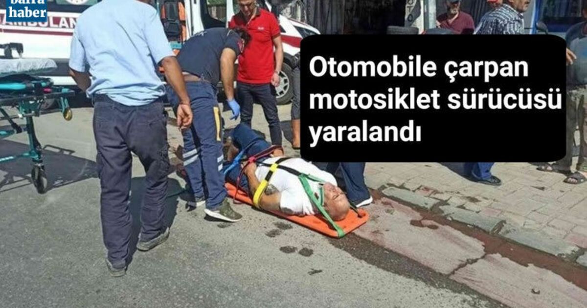 Otomobile çarpan motosiklet sürücüsü yaralandı