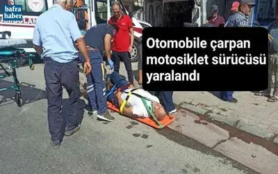 Otomobile çarpan motosiklet sürücüsü yaralandı