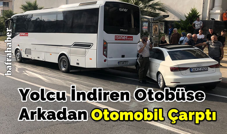 Yolcu İndiren Otobüse Arkadan Otomobil Çarptı - Samsun’un Bafra ilçesinde meydana gelen kazada yolcu indiren otobüse arkadan otomobil çarptı.