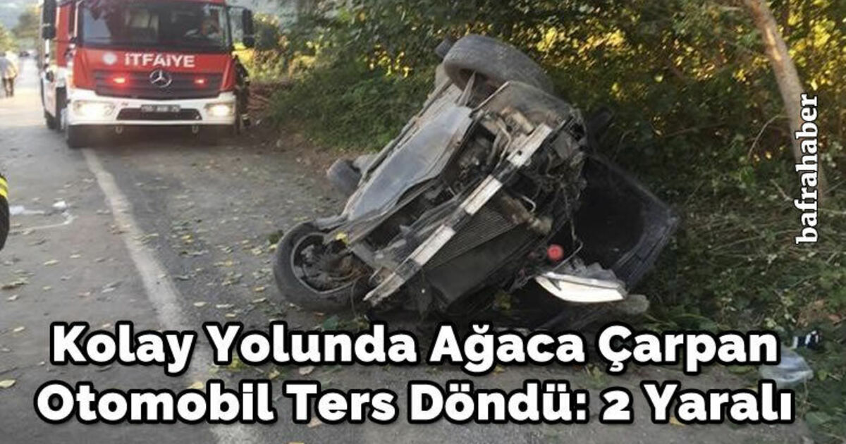 Kolay Yolunda Ağaca Çarpan Otomobil Ters Döndü: 2 Yaralı