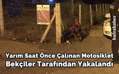 Yarım Saat Önce Çalınan Motosiklet Bekçiler Tarafından Yakalandı
