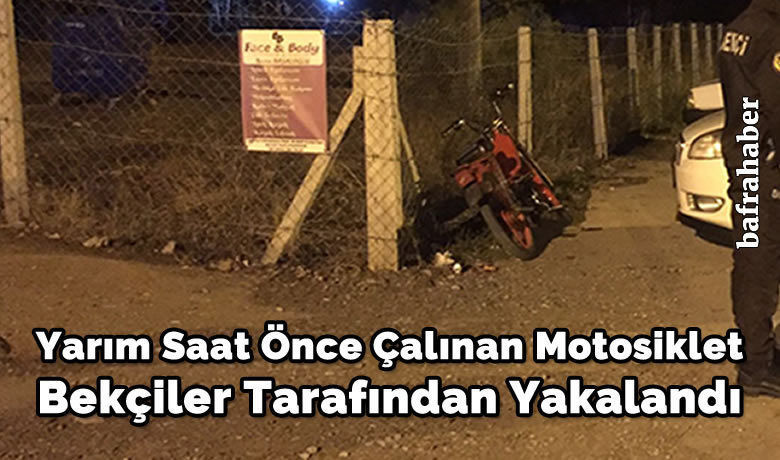 Yarım Saat Önce Çalınan Motosiklet Bekçiler Tarafından Yakalandı