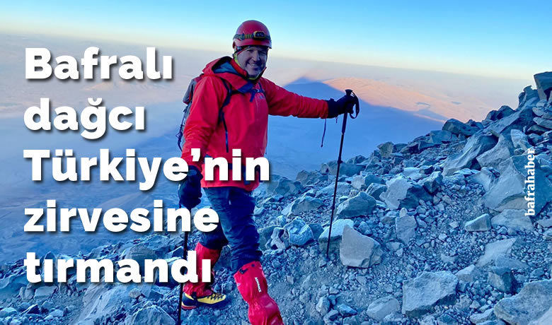 Bafralı dağcı Türkiye’nin zirvesine tırmandı - Samsun Bafralı dağcı Şükrü Gün, antrenörlük eğitimini tamamlayarak yüksek irtifa yaz tırmanışında 5 bin 137 metre yüksekliğindeki Ağrı Dağı’na tırmandı.