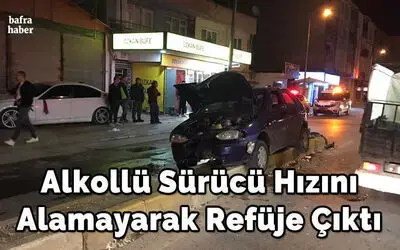 Alkollü Sürücü Hızını Alamayarak Refüje Çıktı