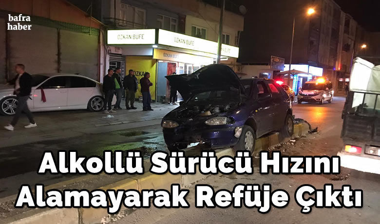 Alkollü Sürücü Hızını Alamayarak Refüje Çıktı - Samsun’un Bafra ilçesinde meydana gelen trafik kazasında alkollü sürücü hızını alamayarak refüje çıktı.