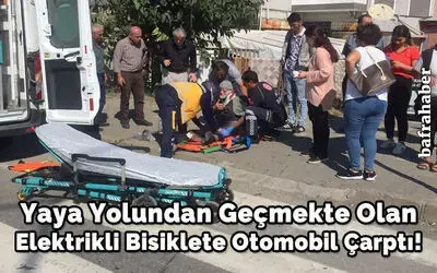 Yaya Yolundan Geçmekte Olan Elektrikli Bisiklete Otomobil Çarptı!