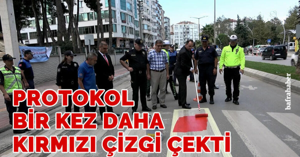 Bafra’da yaya geçitlerine kırmızı çizgi çekildi