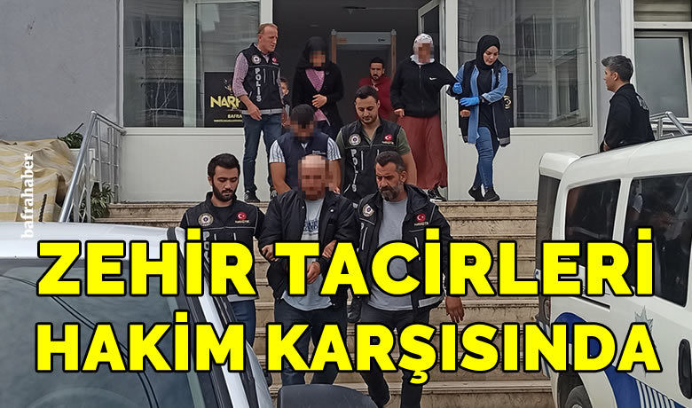 Bafra’da uyuşturucu operasyonunda gözaltınaalınan 4 şahıs adliyede