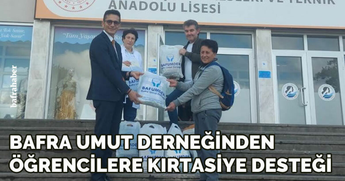 Bafra Umut Derneğinden öğrencilere kırtasiye desteği