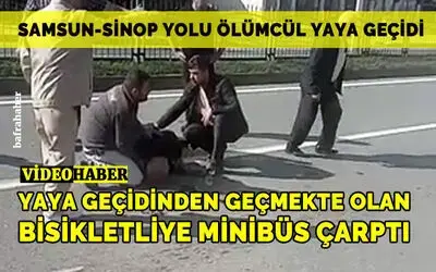 Yaya Geçidinden Geçmekte Olan Bisikletliye Minibüs Çarptı