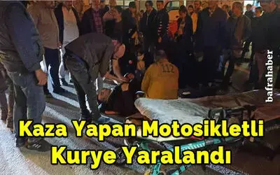 Kaza yapan motosikletli kurye yaralandı