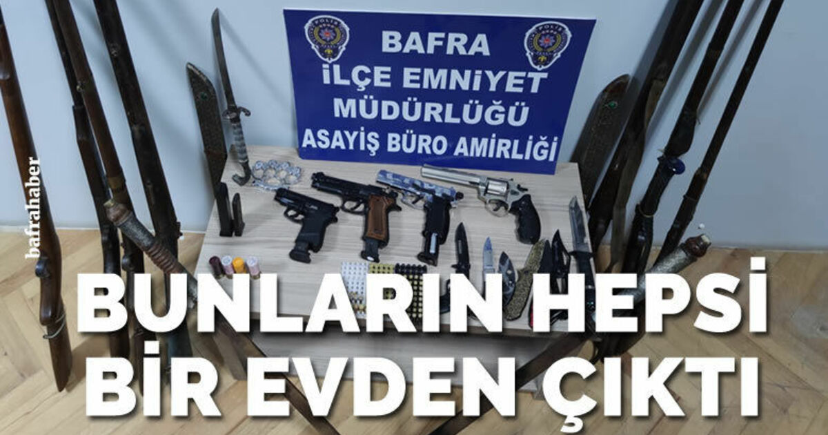 Bafra’da ruhsatsız tabanca, tüfek ve hassas terazi ele geçirildi