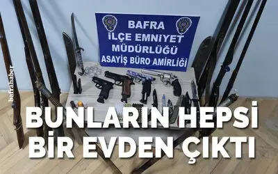 Bafra’da ruhsatsız tabanca, tüfek ve hassas terazi ele geçirildi