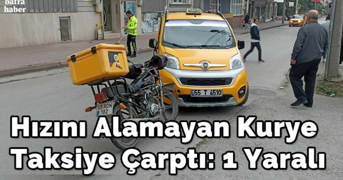 Hızını Alamayan Kurye Taksiye Çarptı: 1 Yaralı