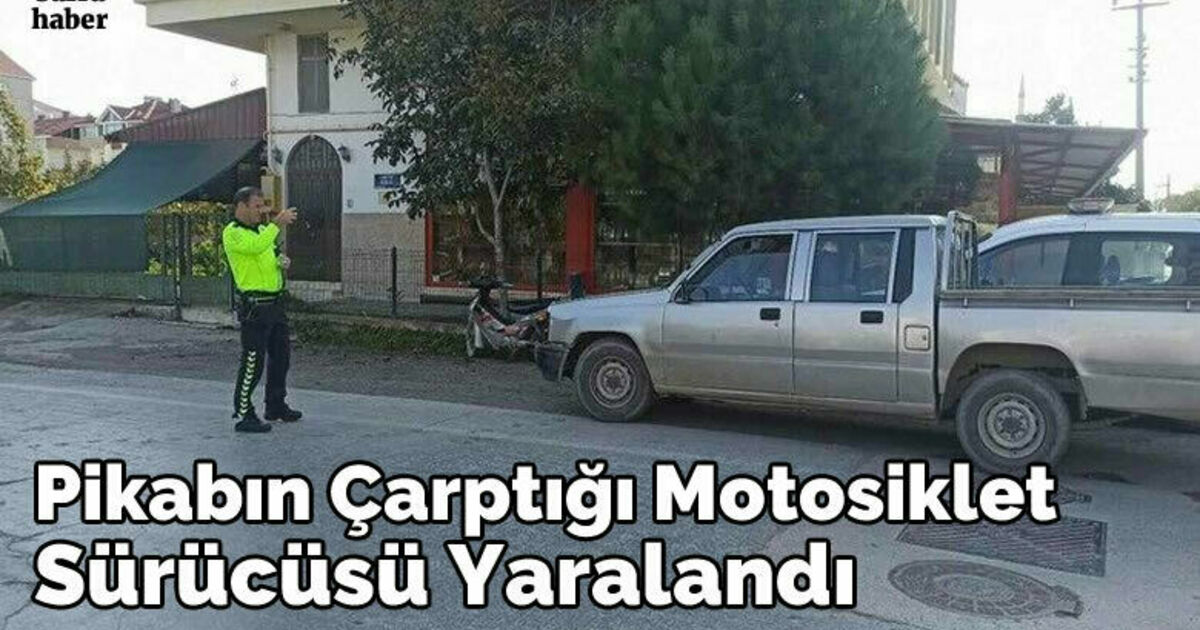 Pikabın çarptığı motosiklet sürücüsü yaralandı