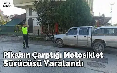 Pikabın çarptığı motosiklet sürücüsü yaralandı