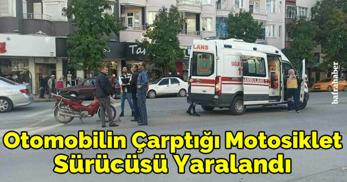 Otomobilin çarptığı motosiklet sürücüsü yaralandı