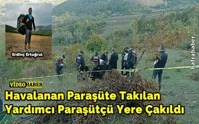 Havalanan Paraşüte Takılan Yardımcı Paraşütçü Yere Çakıldı