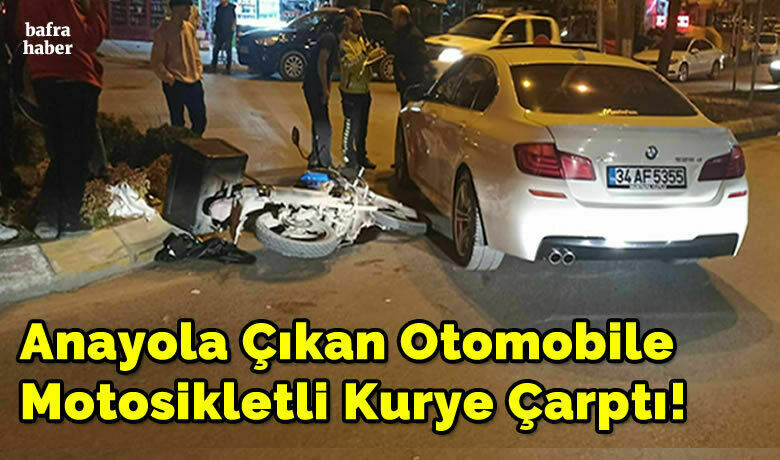 Anayola Çıkan Otomobile Motosikletli Kurye Çarptı! - Samsun’un Bafra ilçesinde meydana gelen trafik kazasında motosikletli kurye ana yola çıkan otomobile çarptı.
