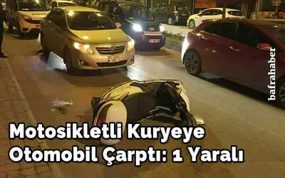 Motosikletli Kuryeye Otomobil Çarptı: 1 Yaralı