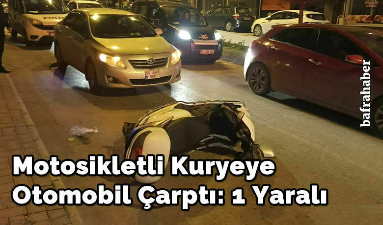 Motosikletli Kuryeye Otomobil Çarptı: 1 Yaralı