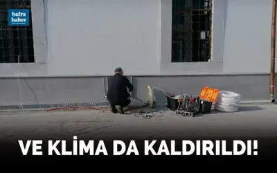 Çarşı Camisinin önündeki klima da Kaldırıldı