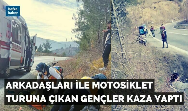 Arkadaşları İle Motosiklet TurunaÇıkan Gençler Kaza Yaptı - Samsun’un Bafra ilçesinde derbent barajına gezmeye giden motosikletli gençler kaza yaptı.