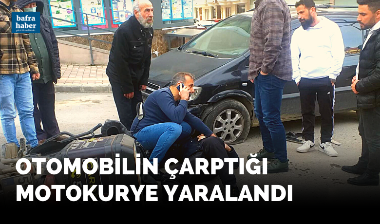 Otomobilin çarptığı motokurye yaralandı