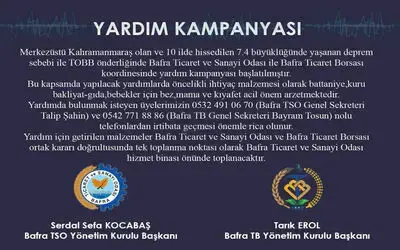 Türkiye Odalar Ve Borsalar Birliğinden Yardım Kampanyası
