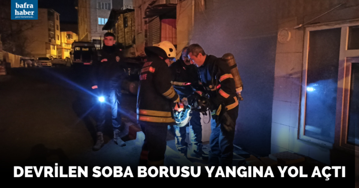 Devrilen soba borusu yangına yol açtı