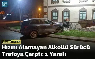 Hızını Alamayan Alkollü Sürücü Trafoya Çarptı: 1 Yaralı