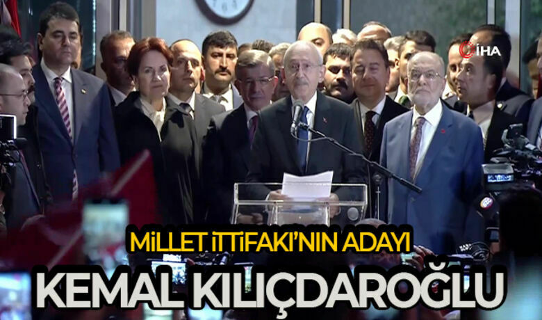 6'lı Masa Cumhurbaşkanı Adayını Açıkladı  - Millet İttifakı’nın cumhurbaşkanı adayı Kemal Kılıçdaroğlu oldu. 