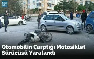 Otomobilin çarptığı motosiklet sürücüsü yaralandı