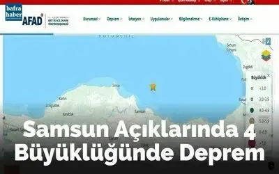 Samsun açıklarında 4 büyüklüğünde deprem