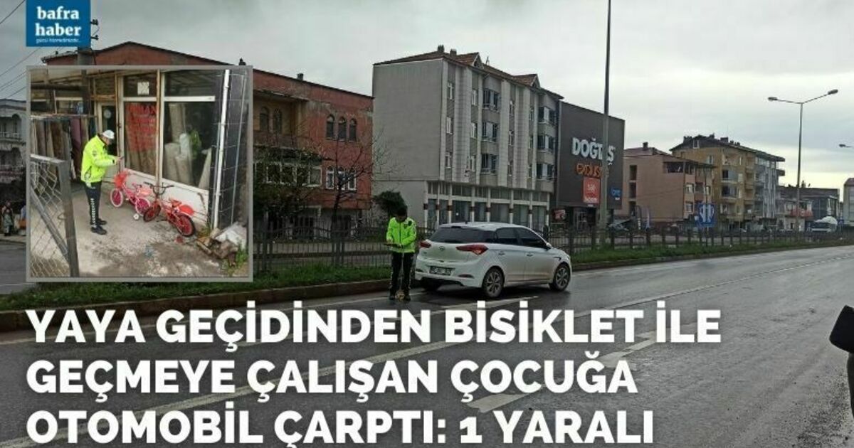 Yaya geçidinden bisiklet ile geçmeye çalışan çocuğa otomobil çarptı