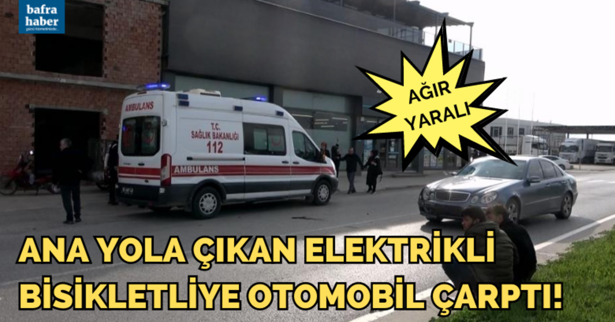 Yola çıkan elektrikli bisikletliye otomobil çarptı
